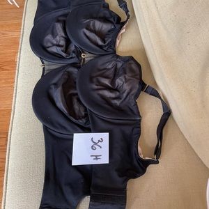 2 Chantelle Black mesh underwire bras—36H